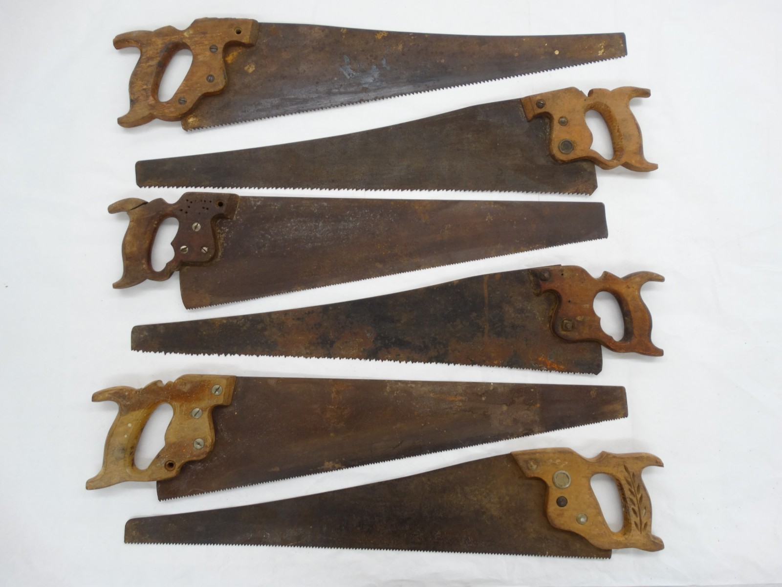 6 Vintage Hand Saw Lot As Is Assorted Brands 28″ to 29 1/2″ Long