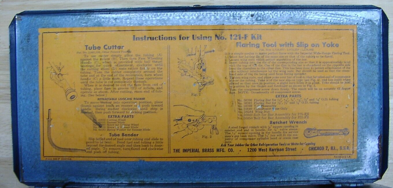 Vntg Imperial Eastman 121-F Tubing Tool Kit,Benders,Cutter,Flaring Tools, & Box