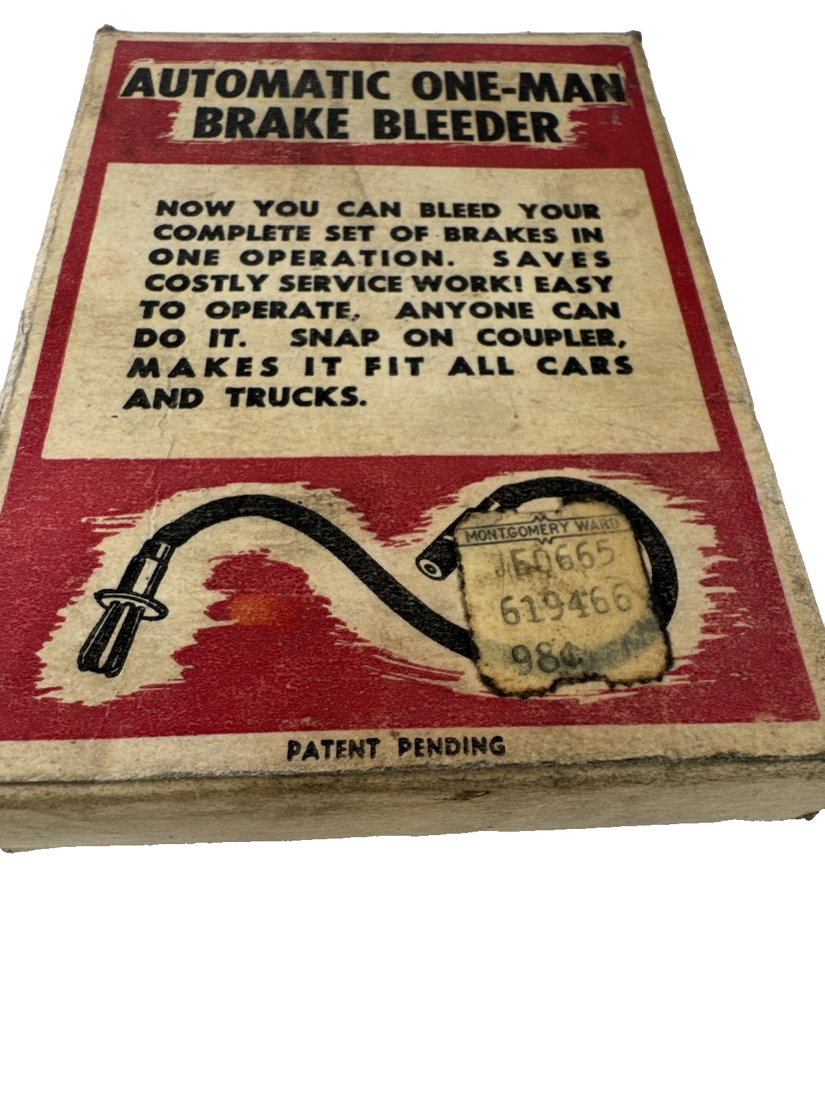 VINTAGE ARSCO MFG. CO.AUTOMATIC ONE-MAN BRAKE BLEEDER DIRECTIONS ON BOX