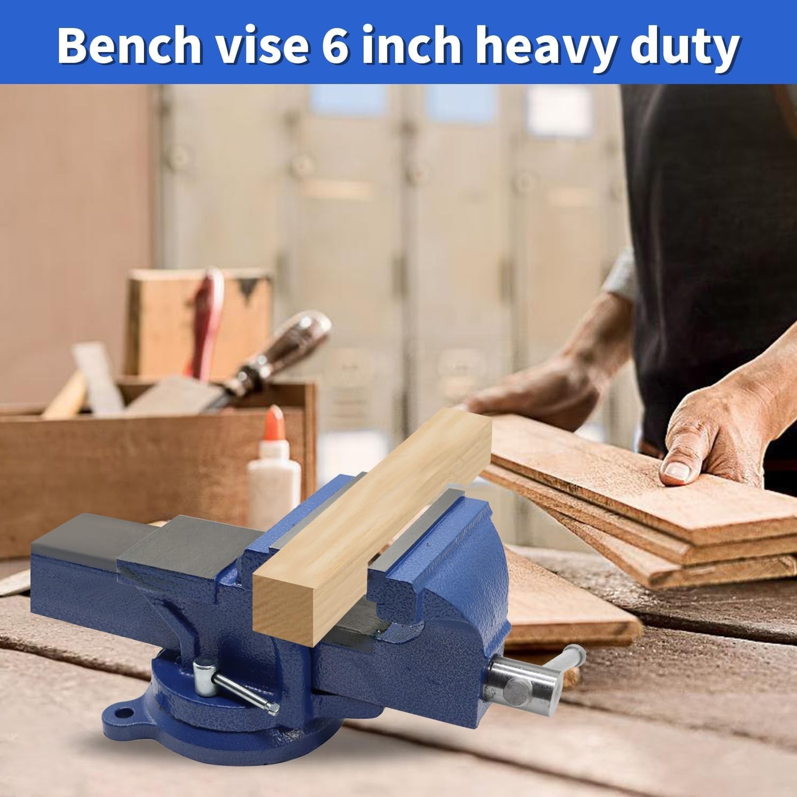 6″ Heavy Duty Bench Vise Cast Iron Vise with 360° Flexible Swivel Locking Bas…