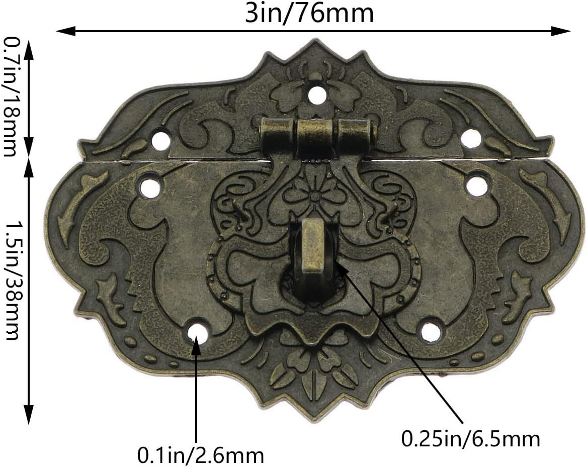 Zinc Alloy Wooden Box Hasp Latch and Heart-Shaped Padlock with Key and Mounting