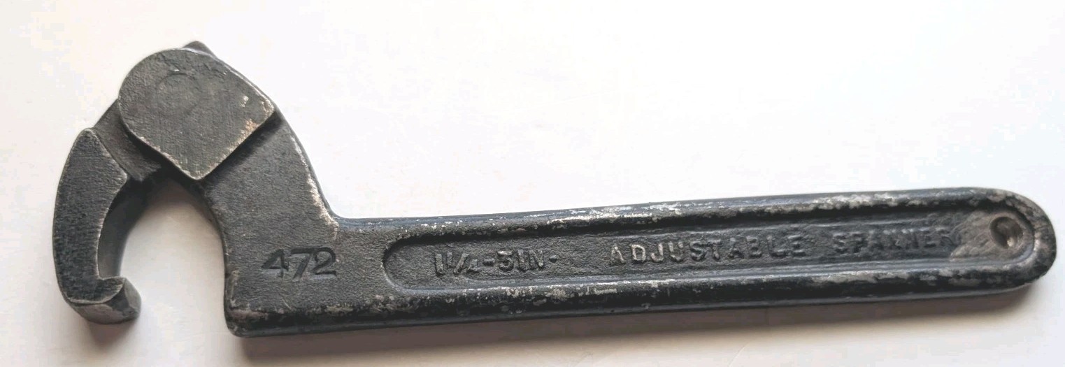 VINTAGE WILLIAMS FORGED IN USA 472 ~ 1.25 – 3.0 Inch ADJUSTABLE SPANNER WRENCH