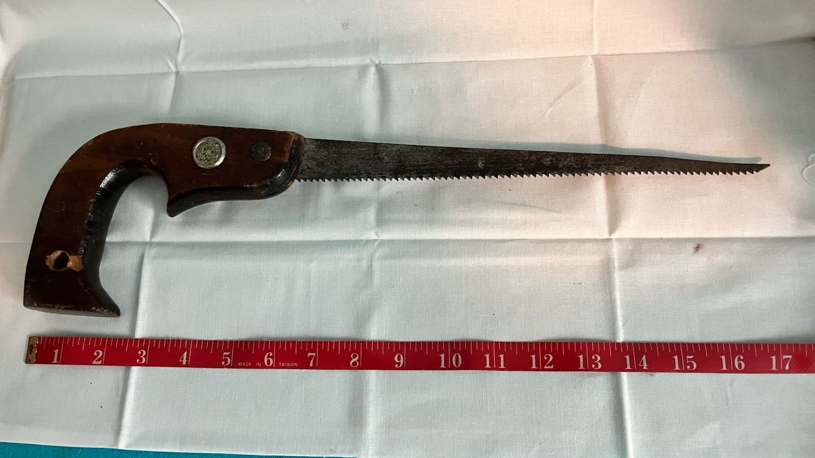 Vintage Keyhole Hand Saw Wood Grip Made in USA Antique Hand Saw Man cave Decor