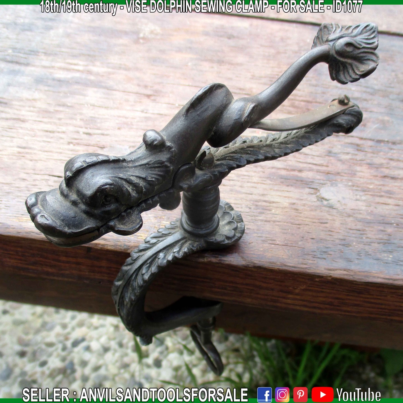 18th/19th century – VISE DOLPHIN SEWING CLAMP – ID1077