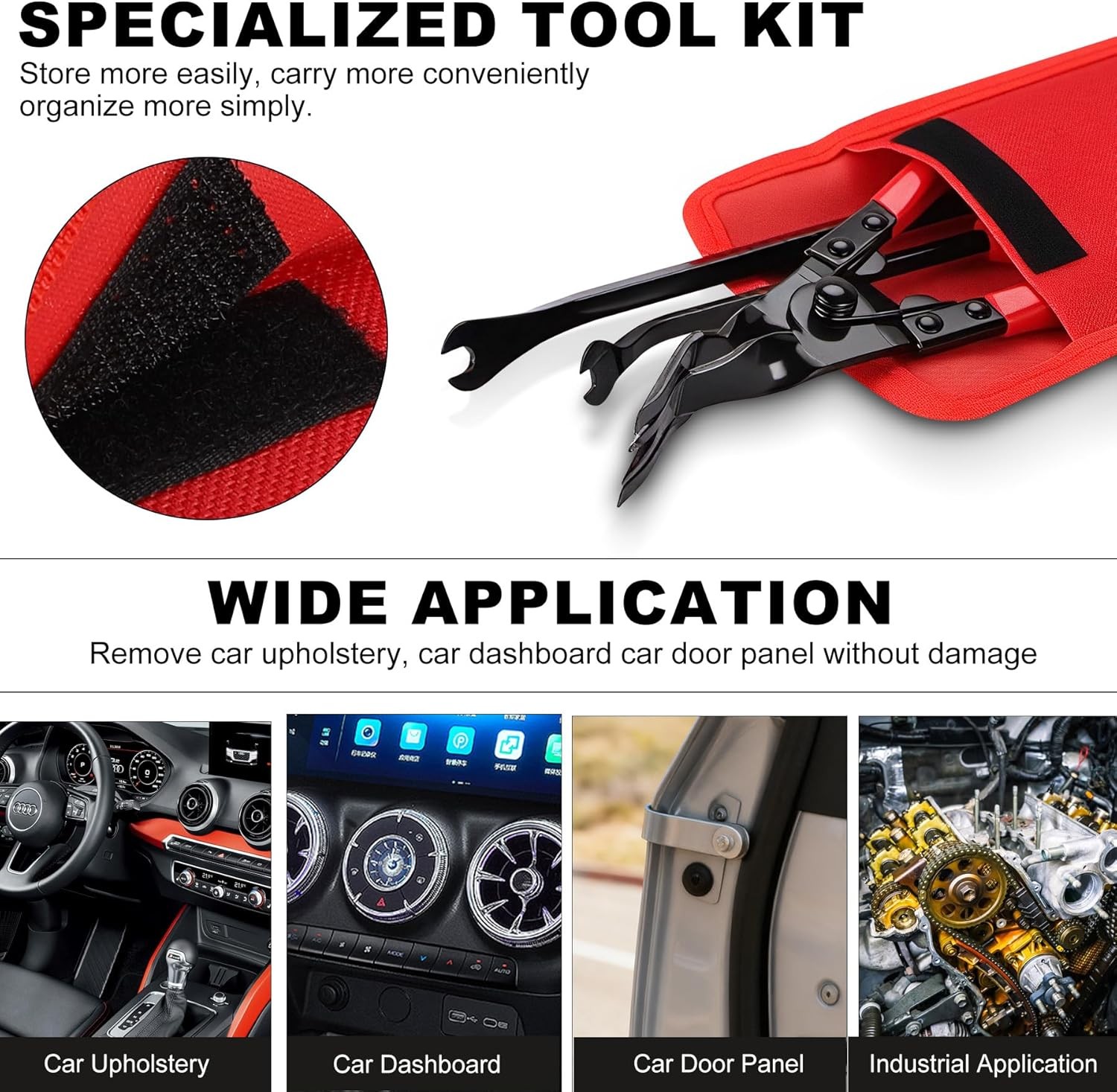 3 Piece Automotive Trim Removal Tool Set for Clips and Fasteners