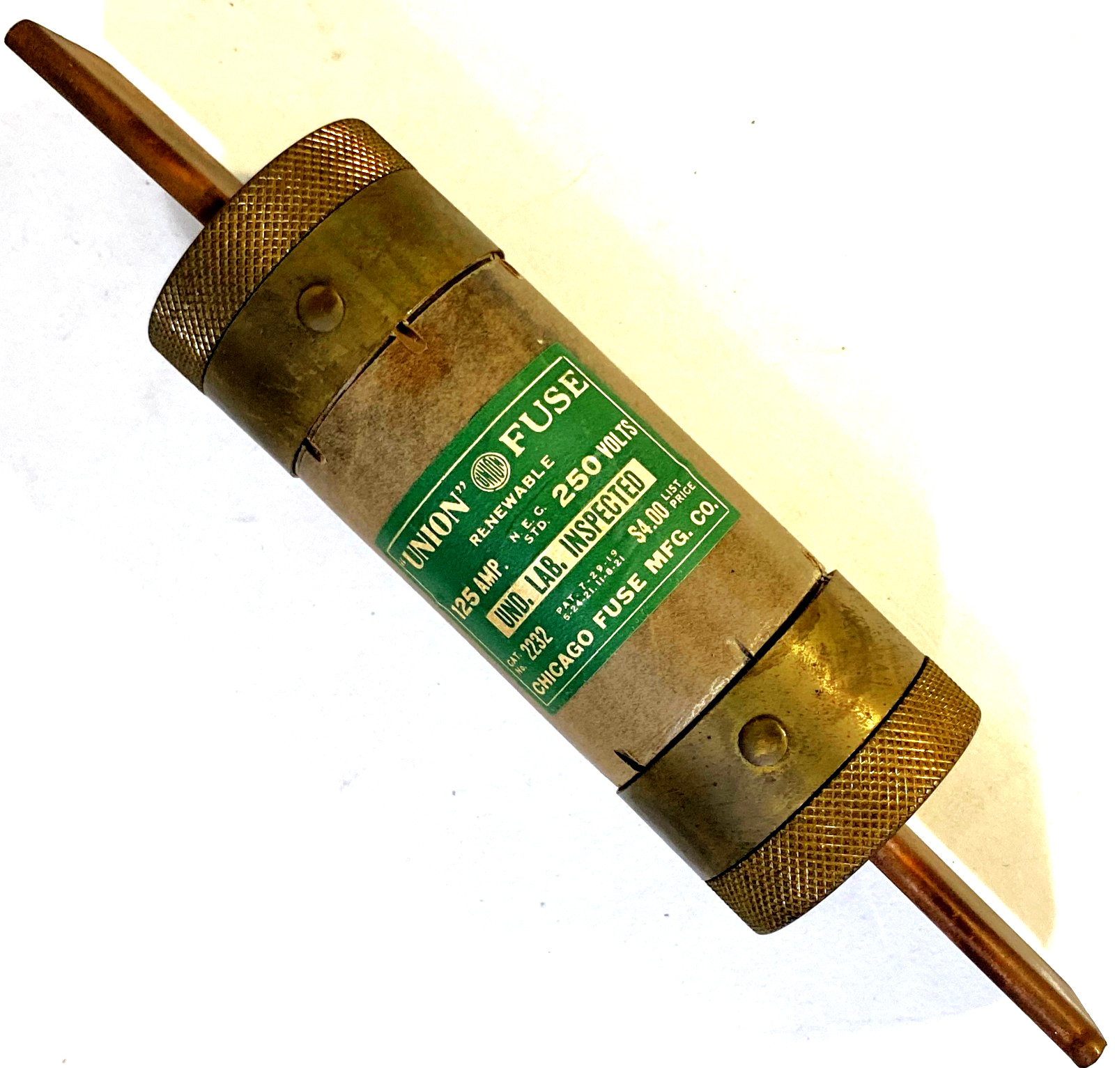 1930s-40s Vtg “Union” Renewable Fuse 125 Amp 250 Volt Unused in Box Instructions