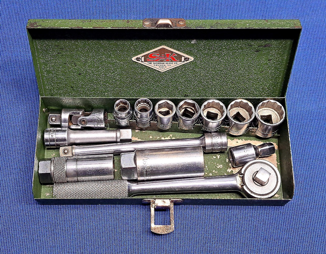 Vintage S-K Tools 14 Piece 3/8″ Drive Socket Set 3/8″-3/4″ 6 & 12 Point SAE