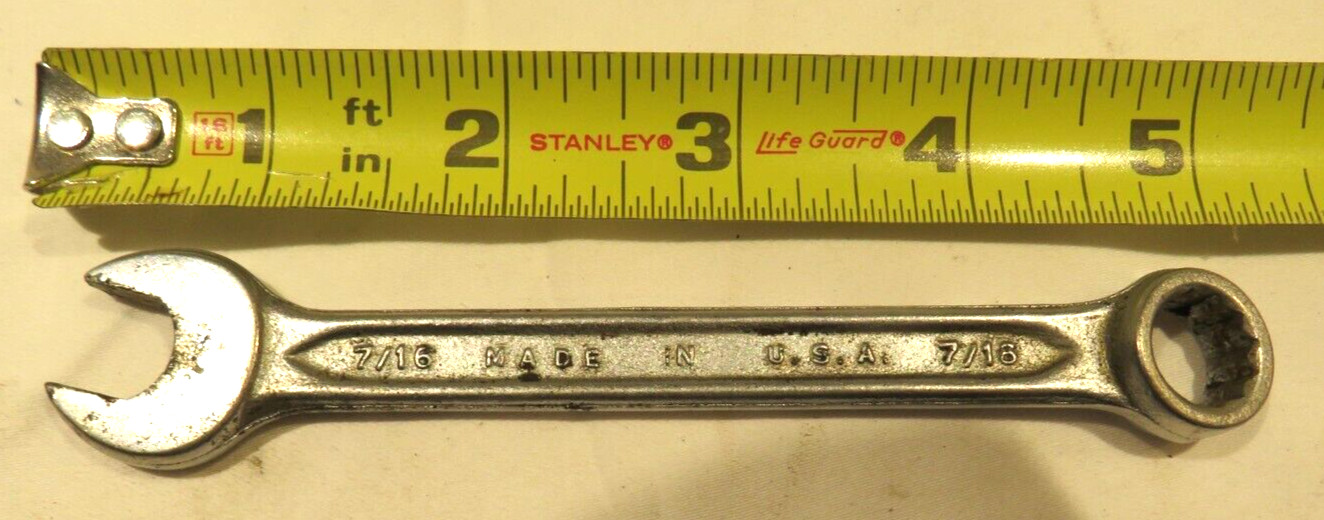 Antique/Vintage 1072 Made in USA 7/16” Combination Wrench Forged Select Steel J