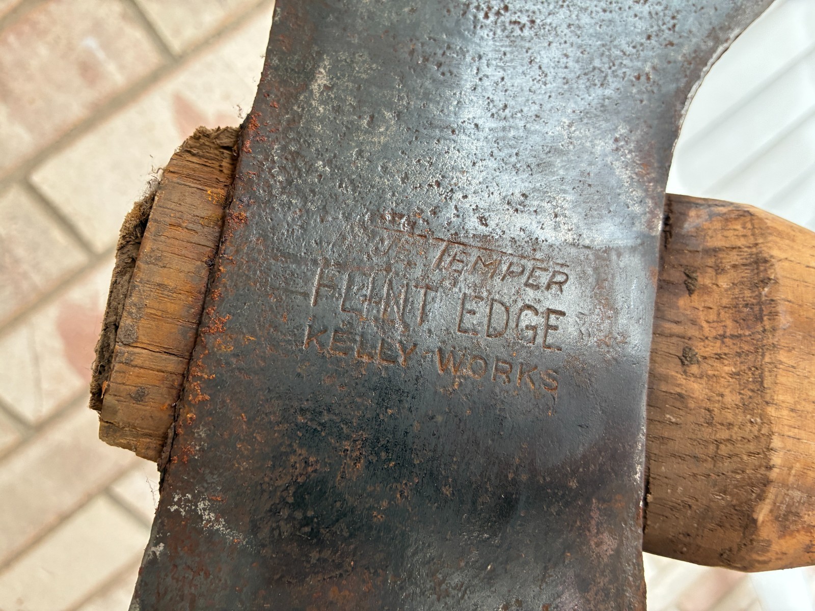 Vintage True Temper Flint Edge Kelly Works Double Bit Axe Pierre Sawyer Handle