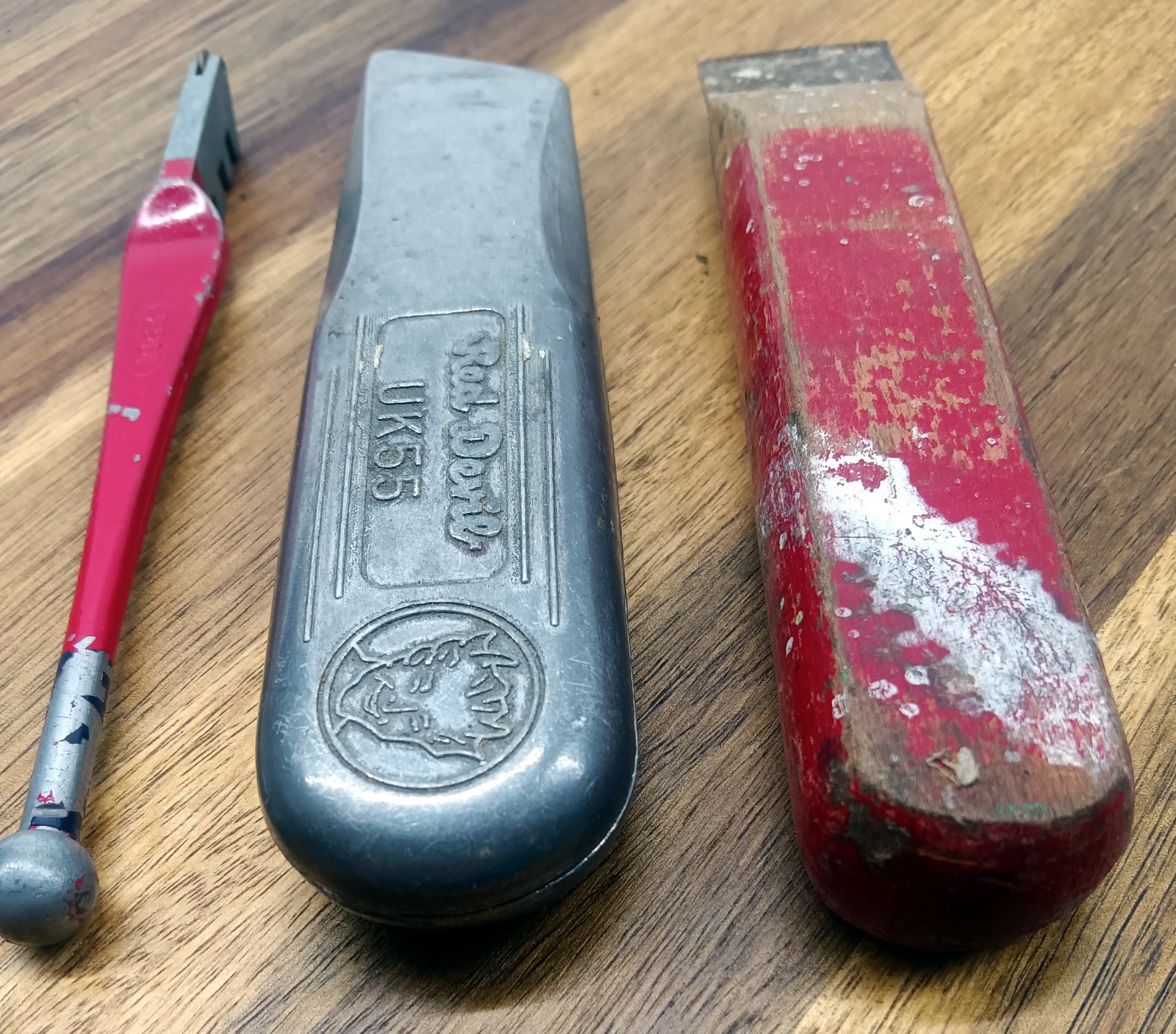 3x *Vintage* RED DEVIL Tools SCRAPER #0, UTILITY KNIFE UK55, GLASS CUTTER 1603
