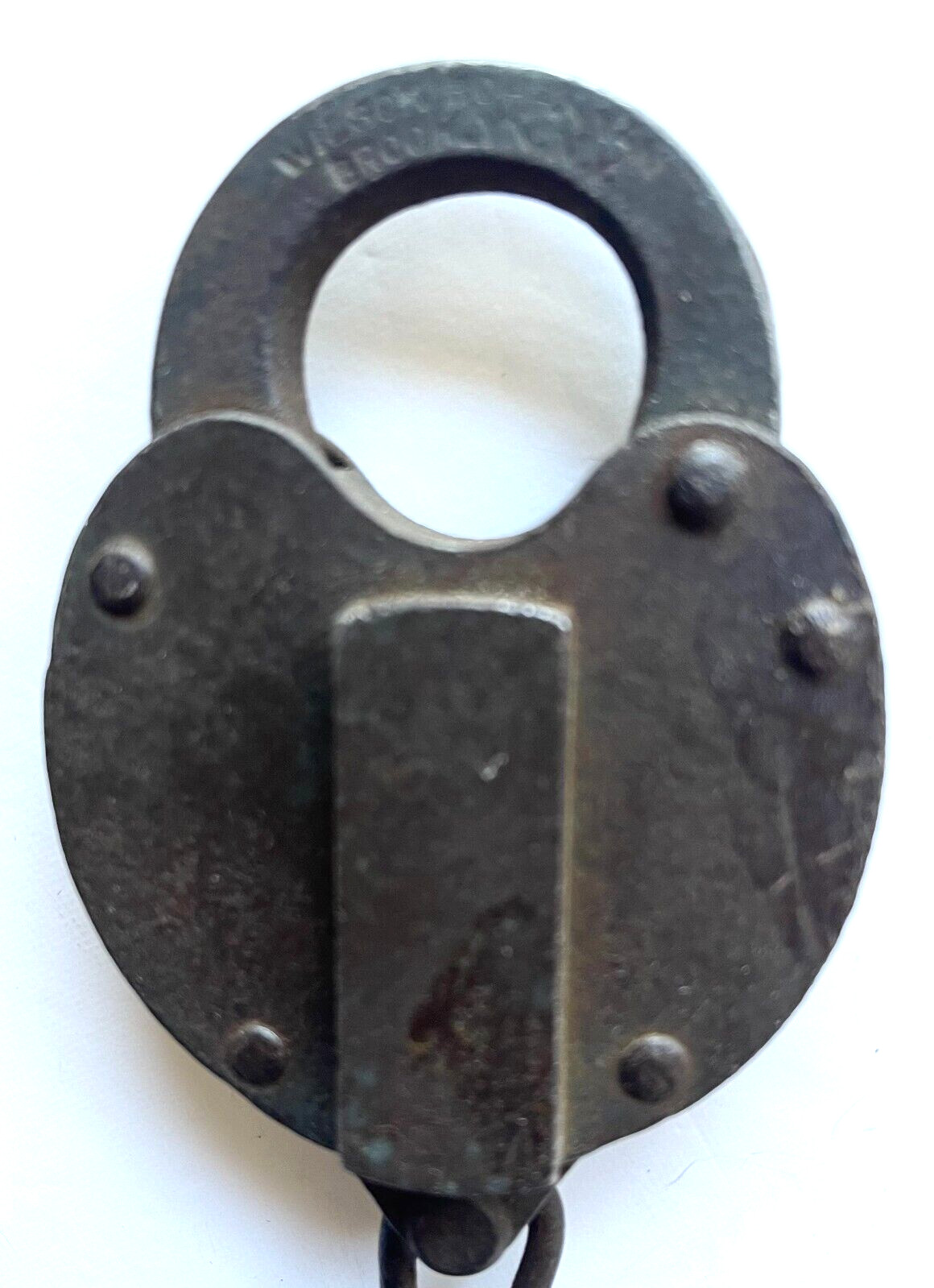 ANTIQUE WILSON BOHANNAN BROOKLYN N.Y. METAL HEART SHAPED PADLOCK LOCK NO KEY