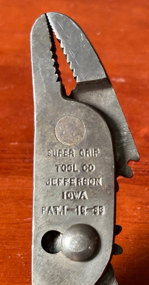 SUPER GRIP TOOL CO JEFFERSON IOWA Patent Jan 16, 1933 Geared Pliers Excellent