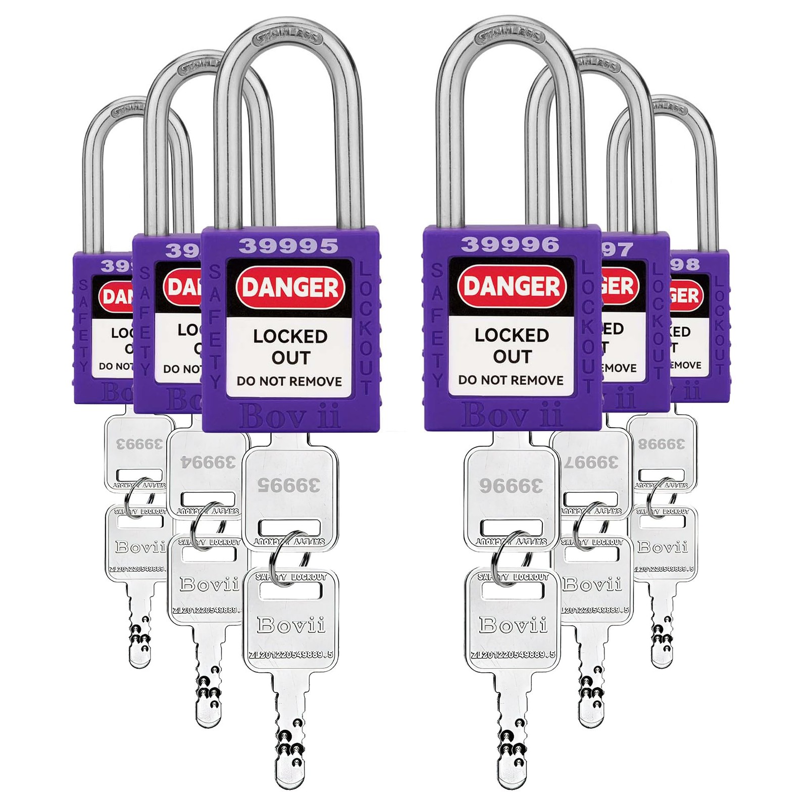 Boviisky Lockout Tagout Locks Sets, 6 Purple Lockout Tagout Safety Padlocks K…