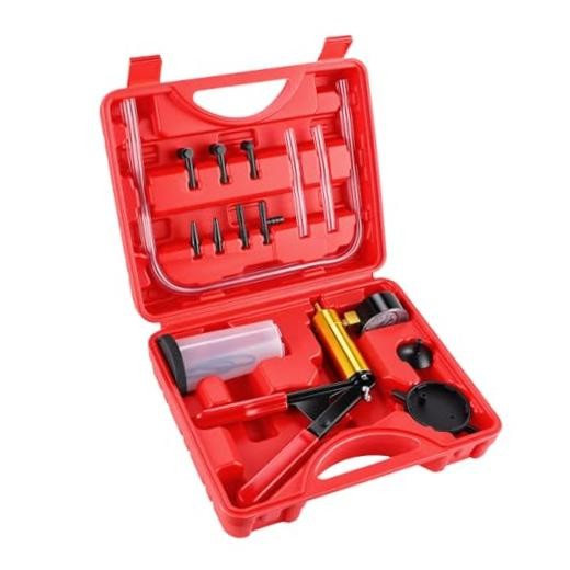 Brake Bleeder Kit, Hand Vacuum Pump with Adapters & Pressure Gauge, One 15PCS