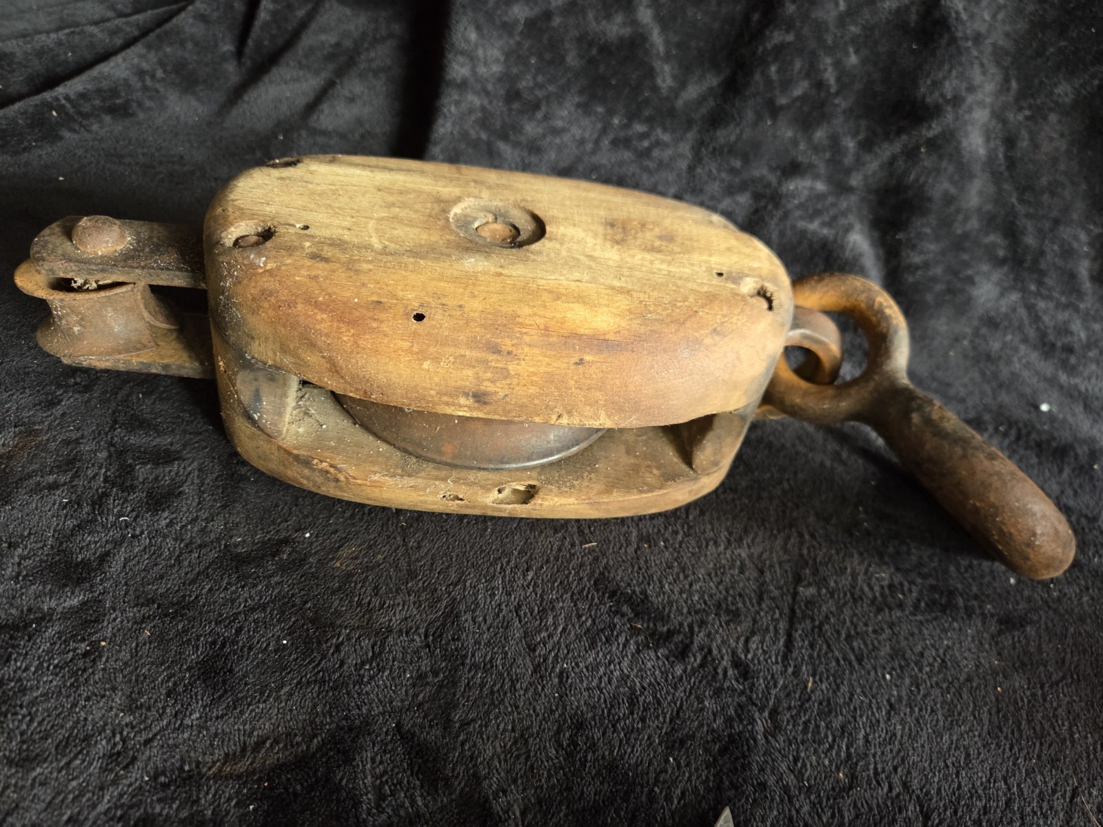 Vintage Antique Wood Steel Pulley – Barn Industrial Primitive Rustic Decor HUGE