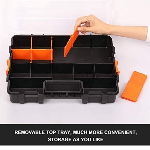 Tool Box Organizers, Interlocking Black Small Parts Organizer for Fasteners,