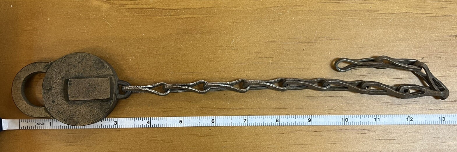 Vintage Railroad Pad Lock With Chain Sword Chicopee Massachusetts 1882 No Key