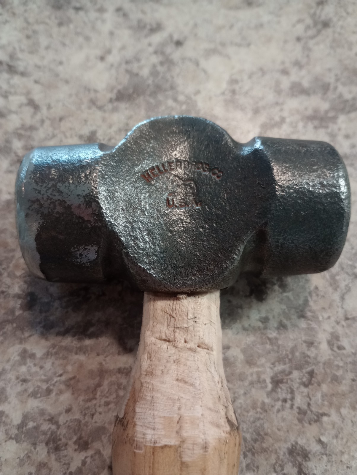 Antique HELLER Bros Blacksmith Farrier Rounding Turning Hammer W/ Horse 2lb