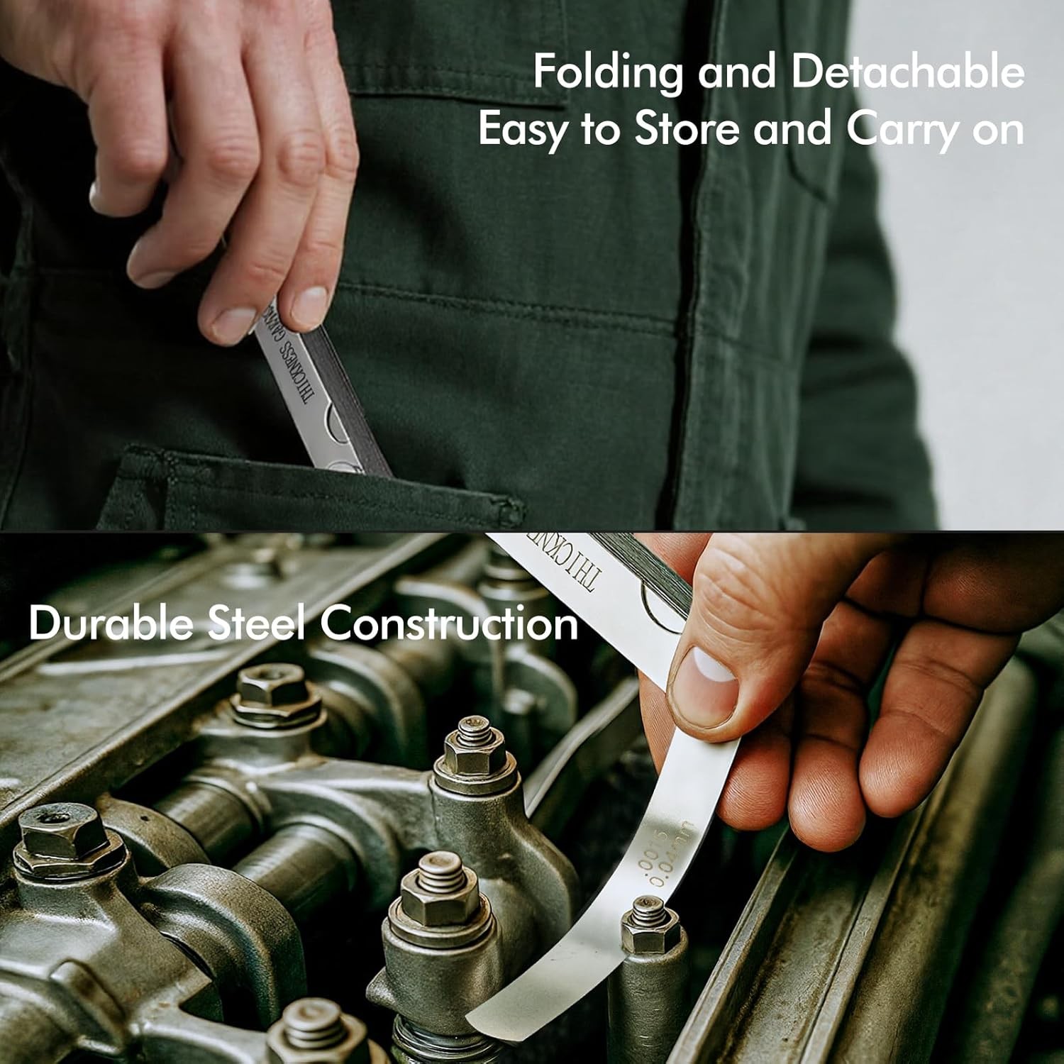 2PCS Stainless Steel SAE Standard Valve Feeler Gauges Set Tool Set