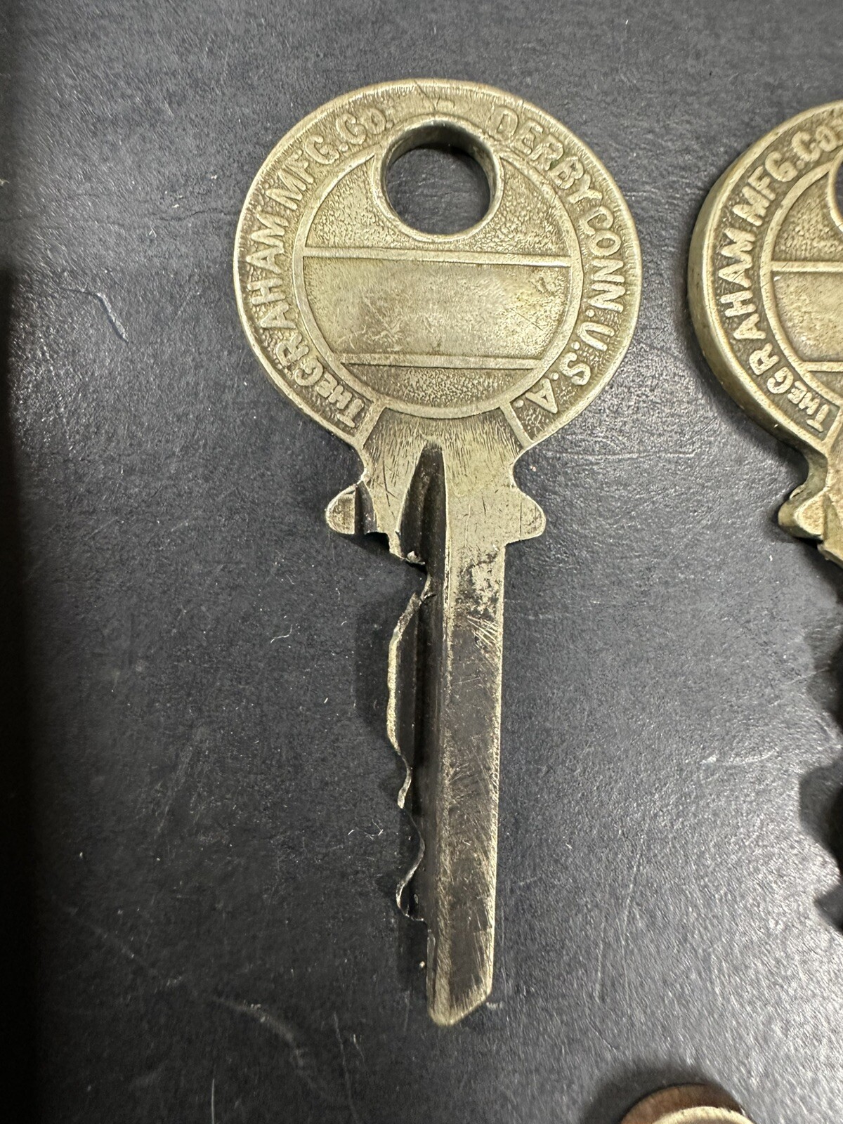 3 Vintage Graham Mfg. Co. Key Derby Conn. USA Ornate Antique Keys