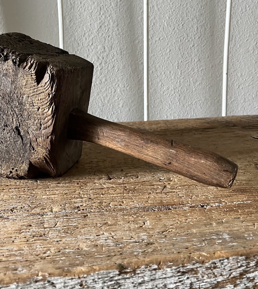 Antique Wooden Mallet Tool Primitive Handcrafted Carpenter Joiner Hammer Maul