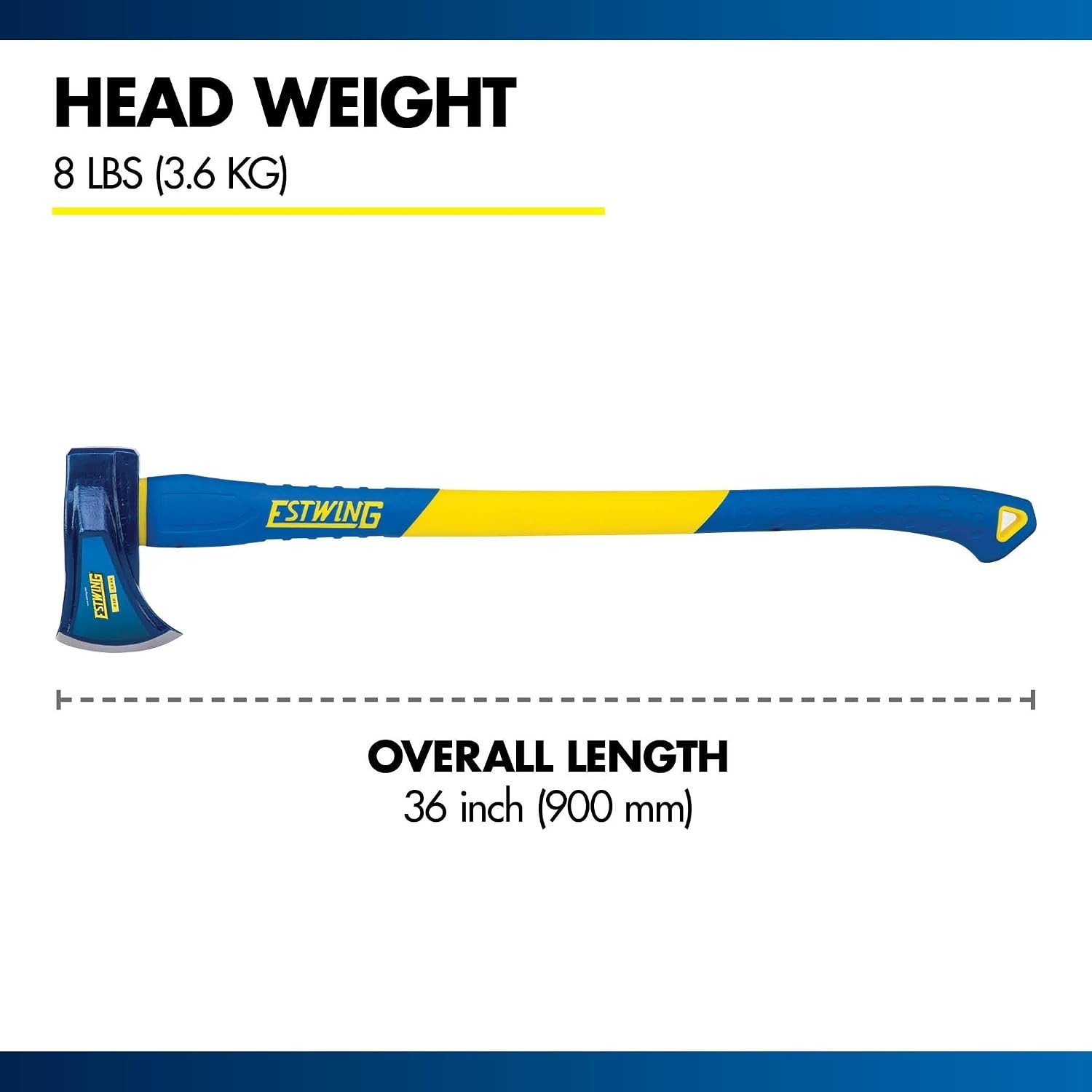 Durable 8 lb Wood Splitting Maul – 36-Inch Fiberglass Handle, High-Force Design