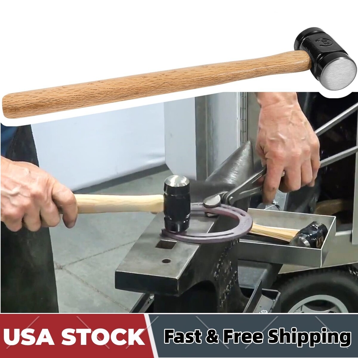 36 OZ Steel Blacksmith Rounding Forging Hammer Handmade Farrier Forge Tool 61B
