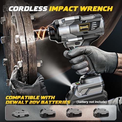 Cordless 1/2″ Impact Wrench, 1000 Ft-lbs Torque, 4 Modes, LED Light, Electric To