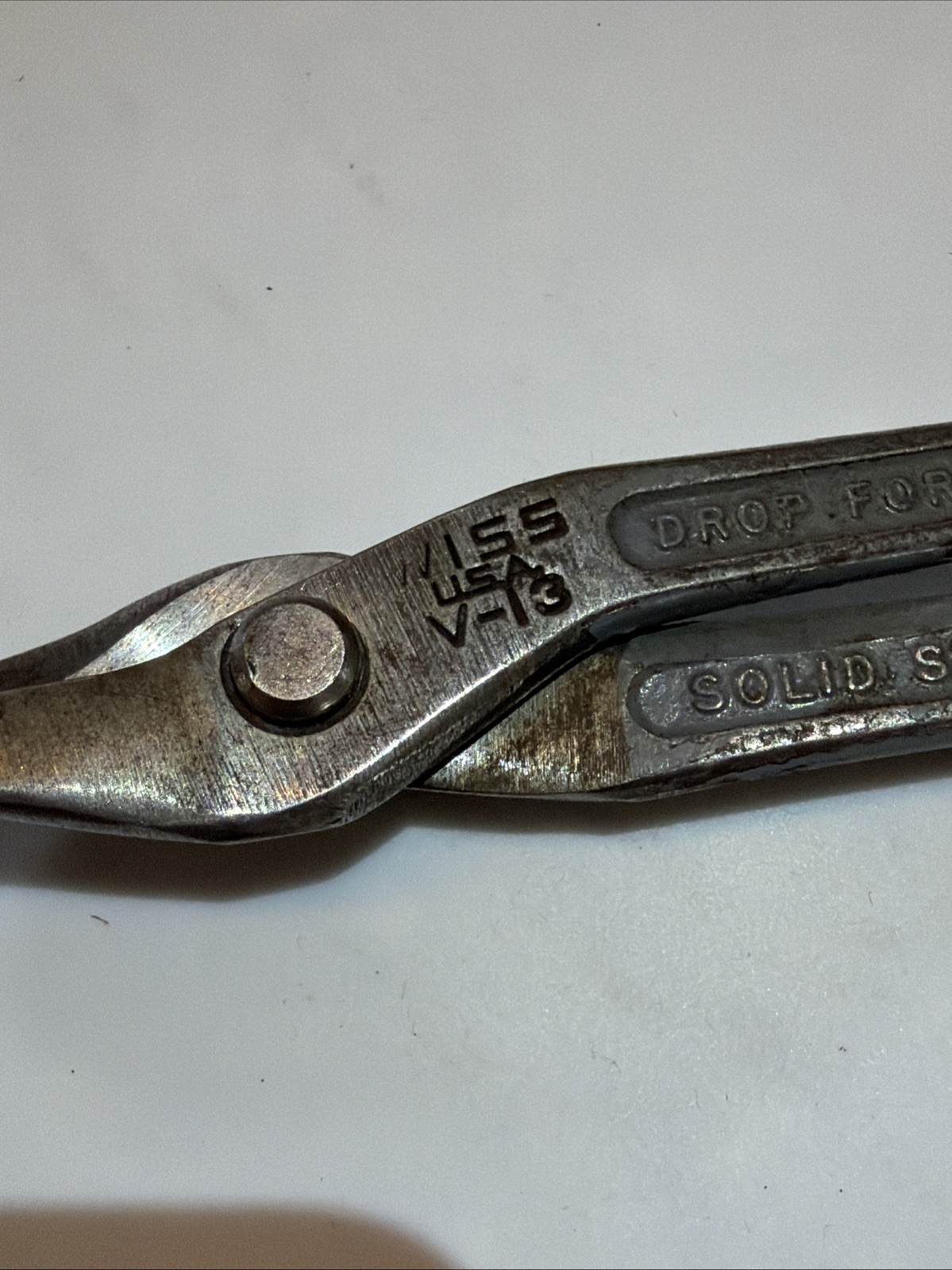 Vintage WISS V-13 USA Made Drop Forged Solid Steel Tin Snips 7″ Long