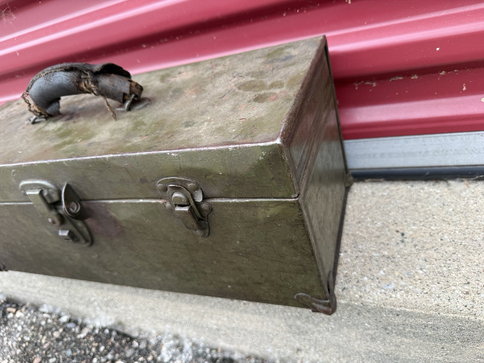 💙US WW2 Era Military Chest Steel W/Tray Button Latch Handle Parts Toolbox