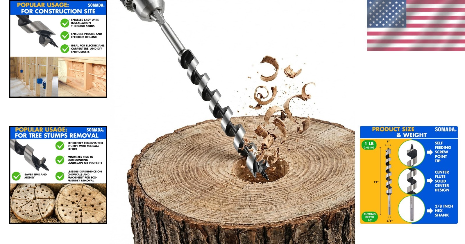 1-Inch x 12-Inch Auger Drill Bit – Hex Shank, Perfect for Wood & Plastic