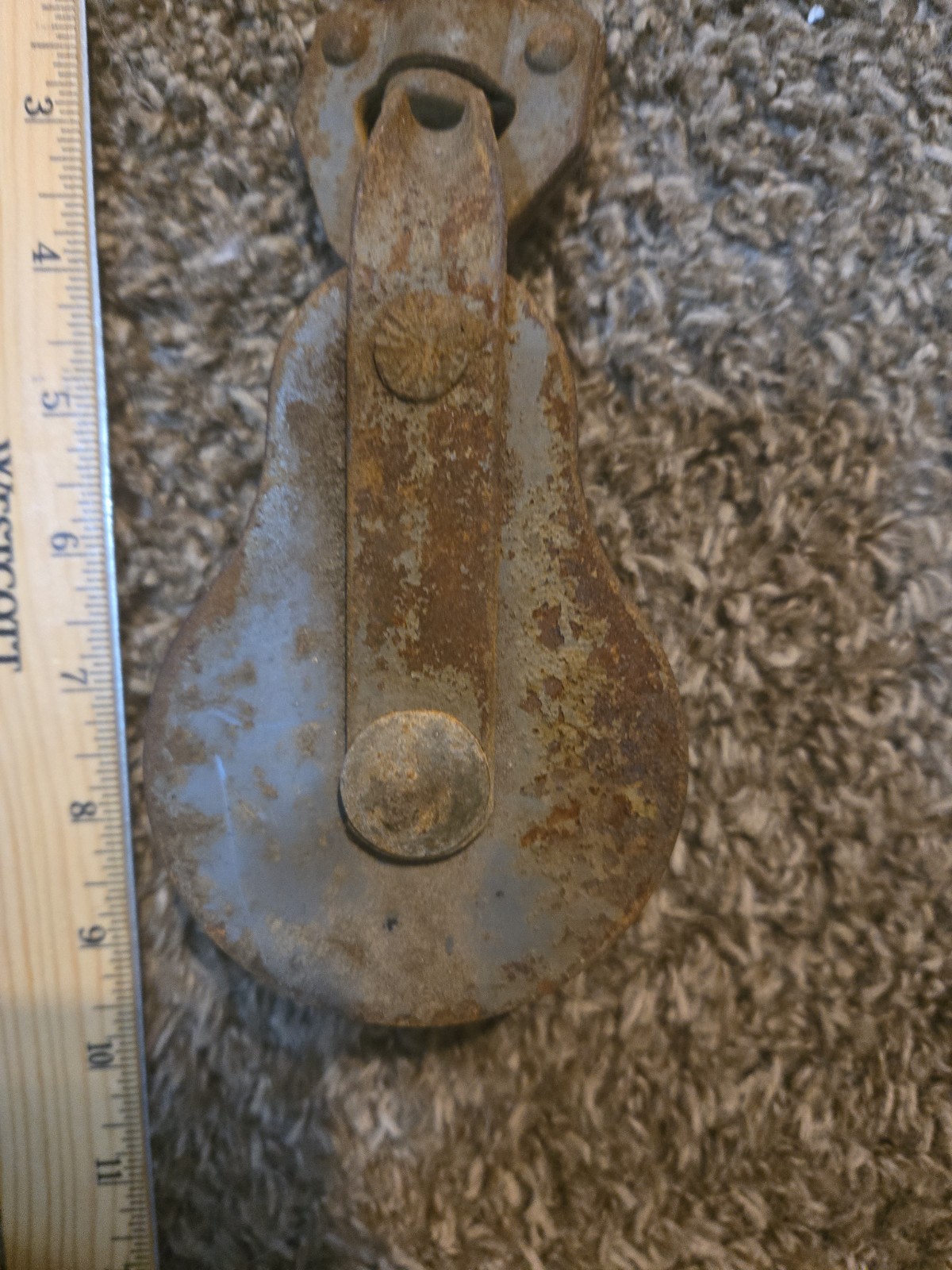 Vintage Cast Iron Steel Industrial Double Pulley Wheel Hook