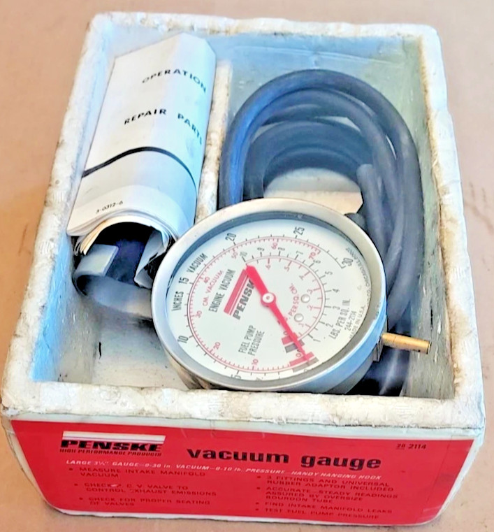 Vintage Penske compression tester & vacuum gauge kits with cases. Made in USA