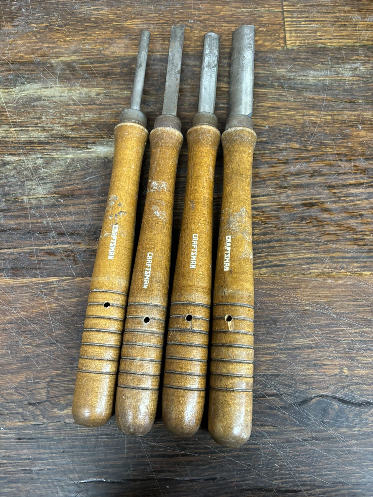4 Craftsman Chisels Lathe Carving Tools. 2852, 2851, 2862 and Illegible model