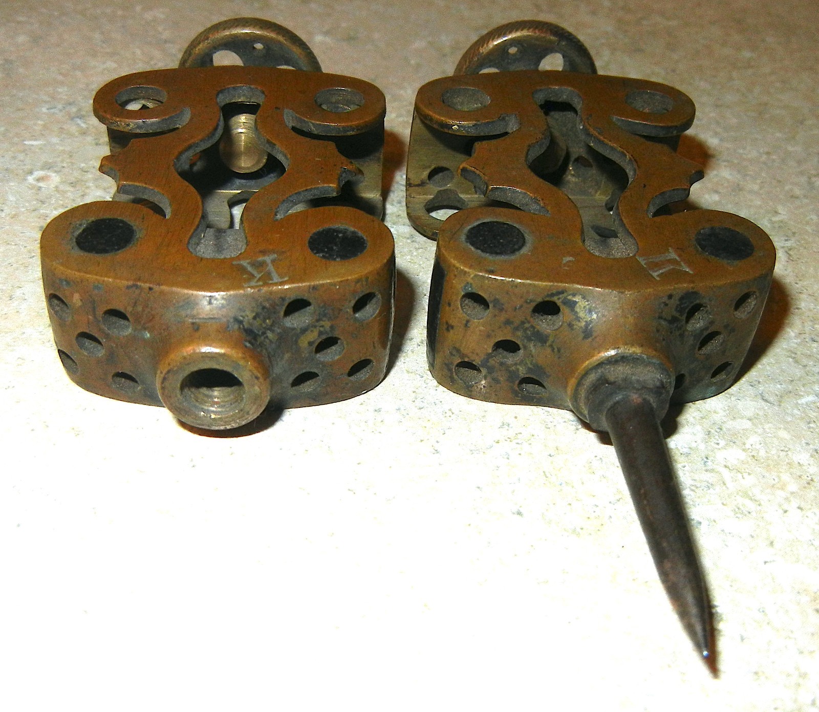 ANTIQUE KNOWLSON & KELLY BRASS & EBONY TRAMMEL POINTS