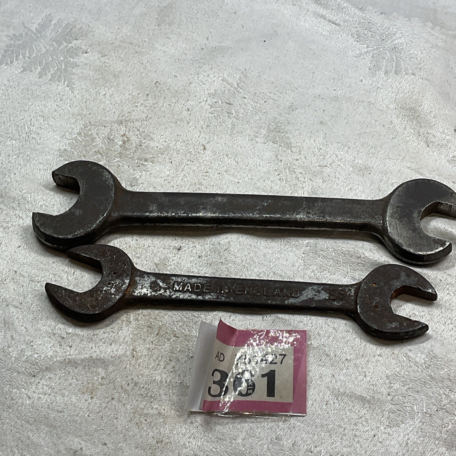 2 SHELLEY SPANNER WRENCH AUTO TOOL CLASSIC CAR 1/4 3/8 5/16 7/16 BSF VINTAGE OLD
