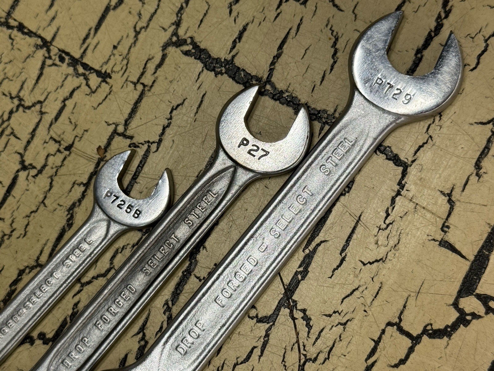 3 VTG Indestro Wrench Hand Tool Lot P725B P27 P729 Drop Forged Select Steel USA