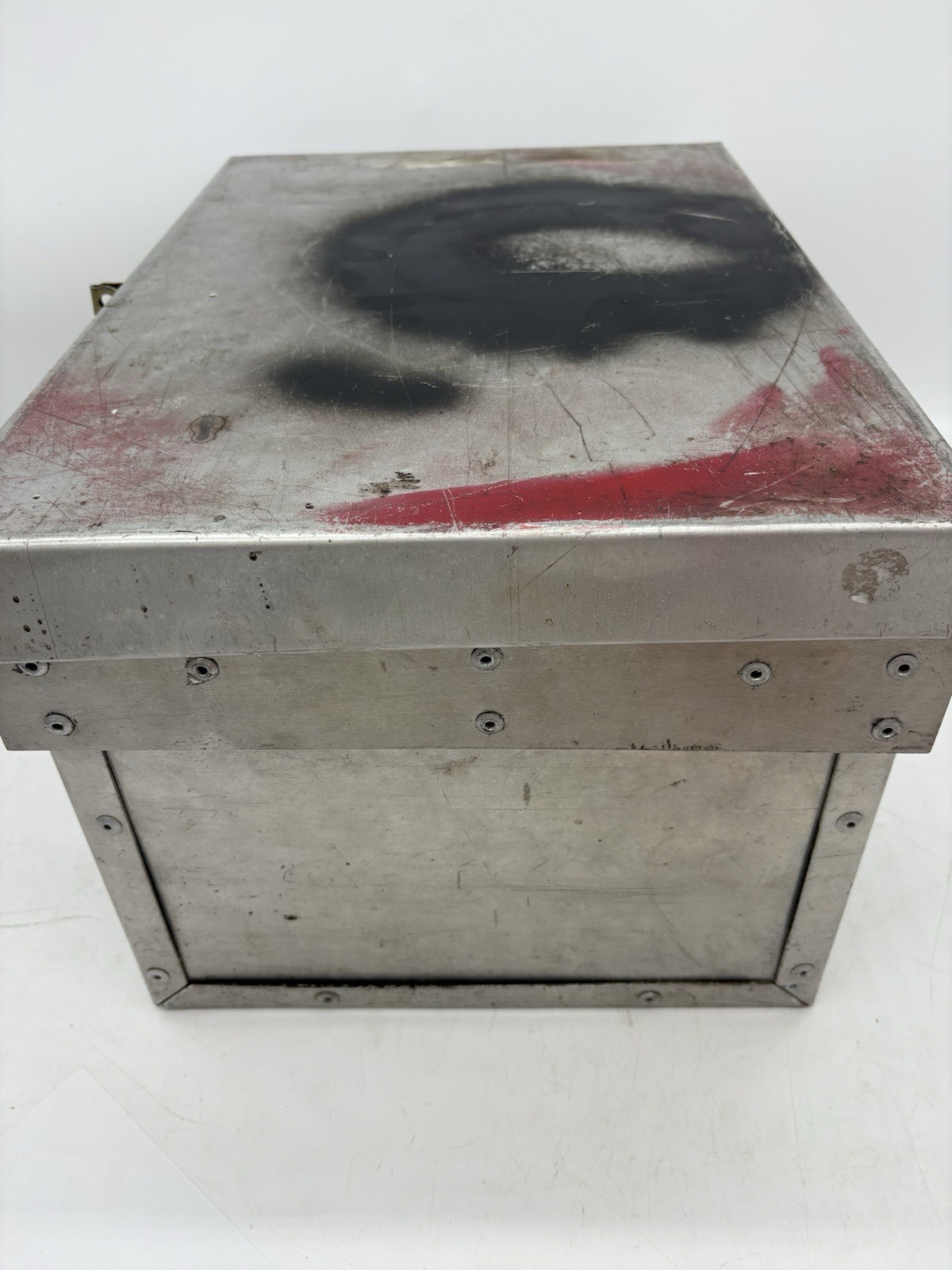 Vintage Industrial Aluminum Shop Made Storage Box w/Lid Tools Lockable 18x12x10