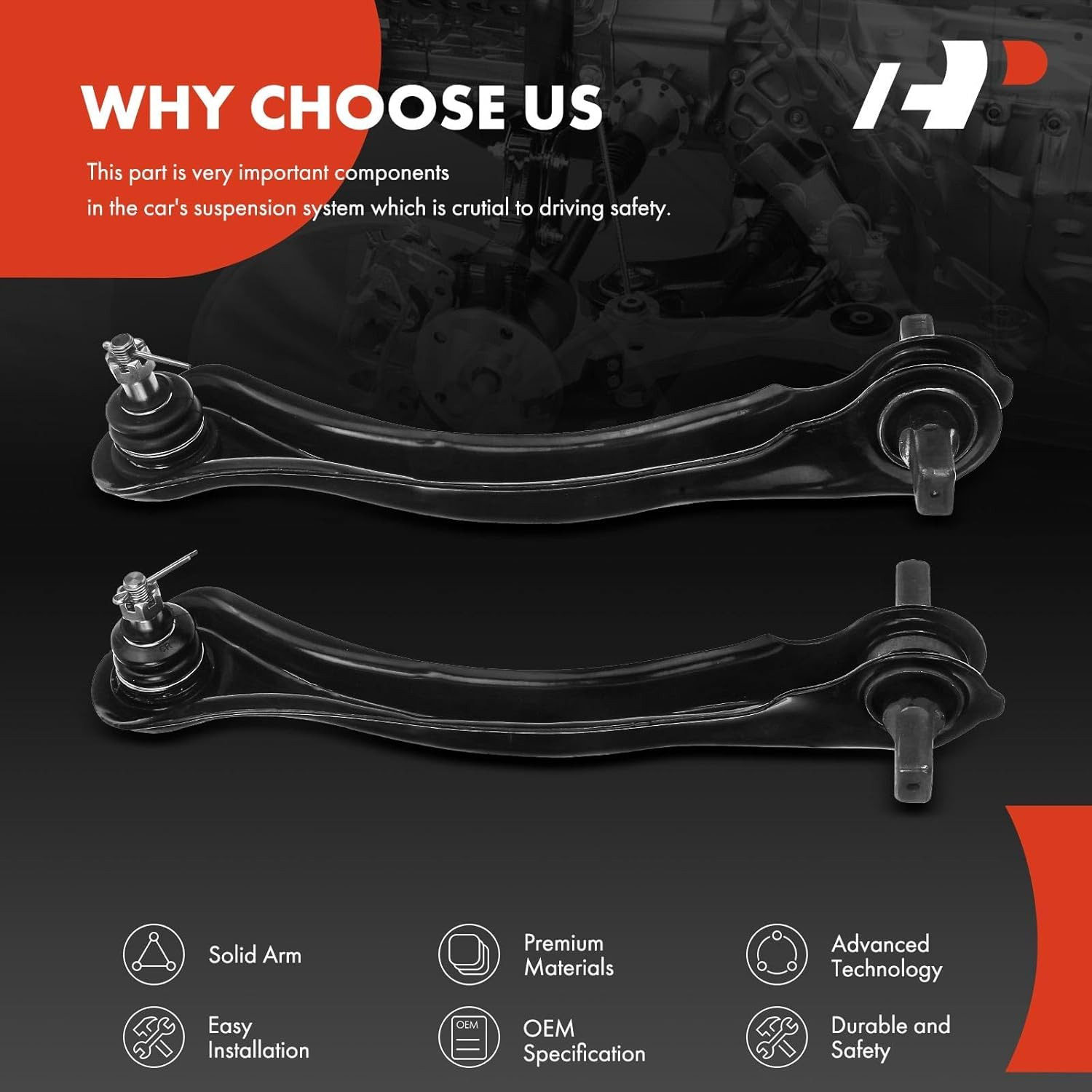 2 X Rear Upper Control Arm, with Ball Joint & Bushing, Compatible with Honda Acc