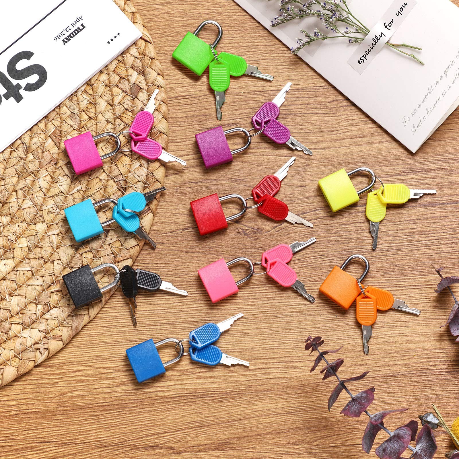 20 Pieces Mini Padlock Suitcase Locks 1.25”with Keys Multicolor Colorful