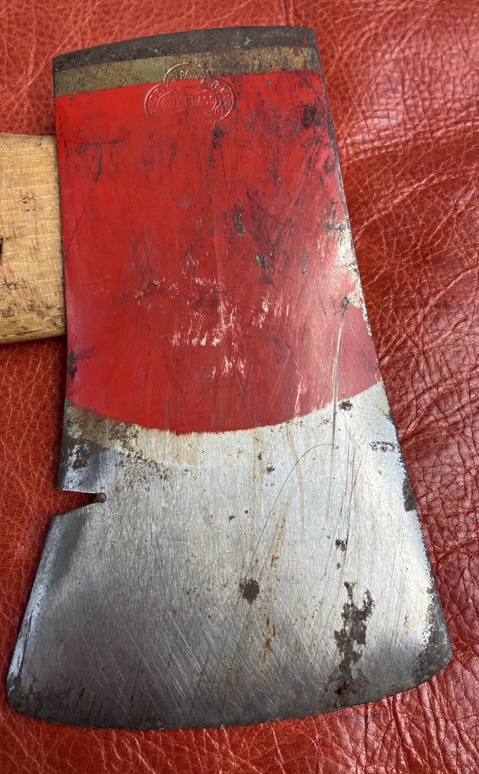 Vintage Belknap Bluegrass hatchet With Label & Leather Case