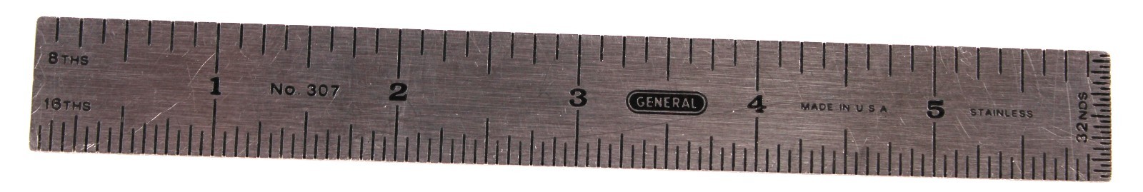 Vintage General U.S.A. No 307 6″ Stainless Pocket Rule 8ths 16ths 32nds