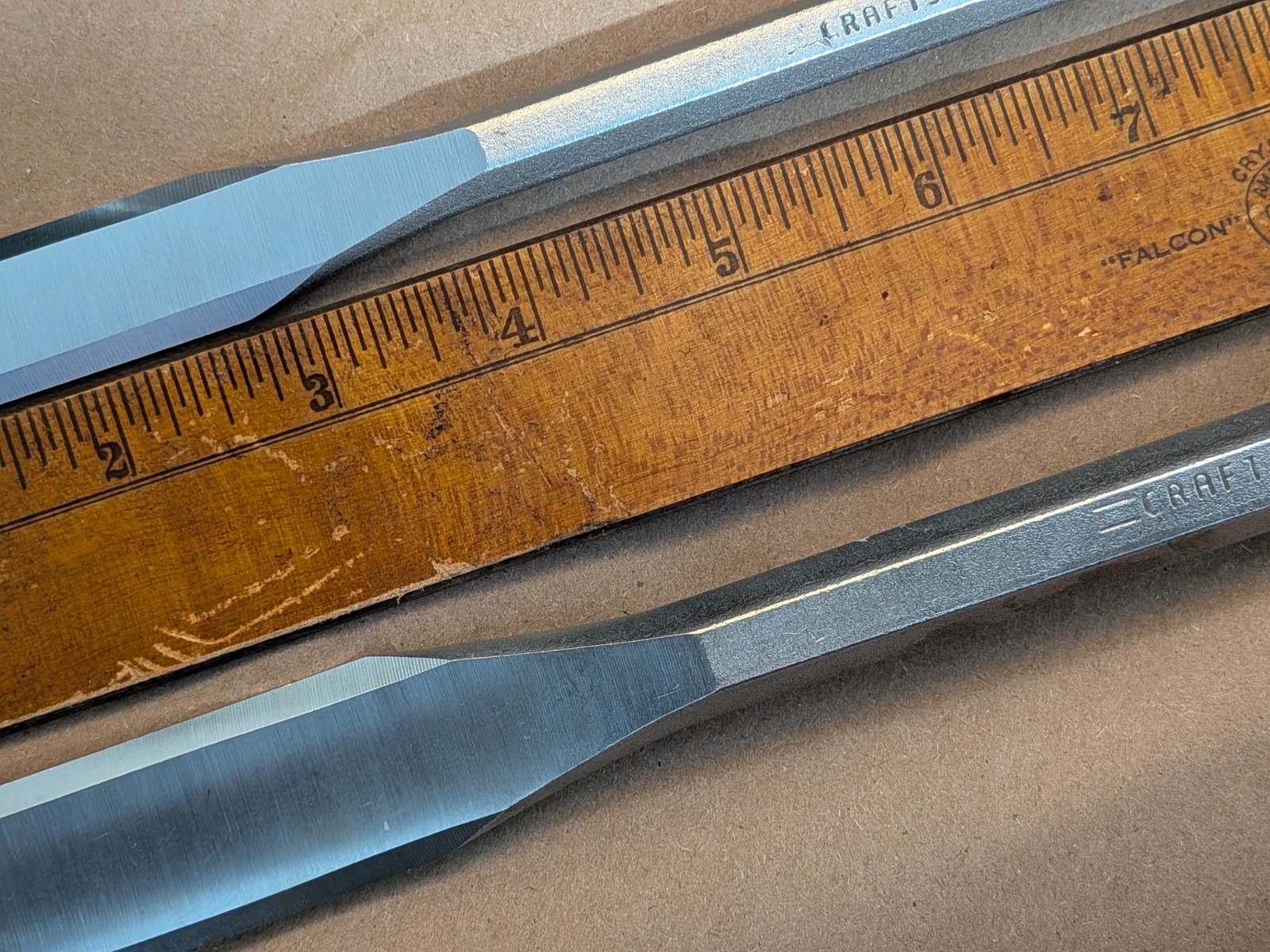 Vintage Two CRAFTSMAN All Steel Wood Chisels 3/4″ & 1″ Hex Shank “G” Forge NICE!