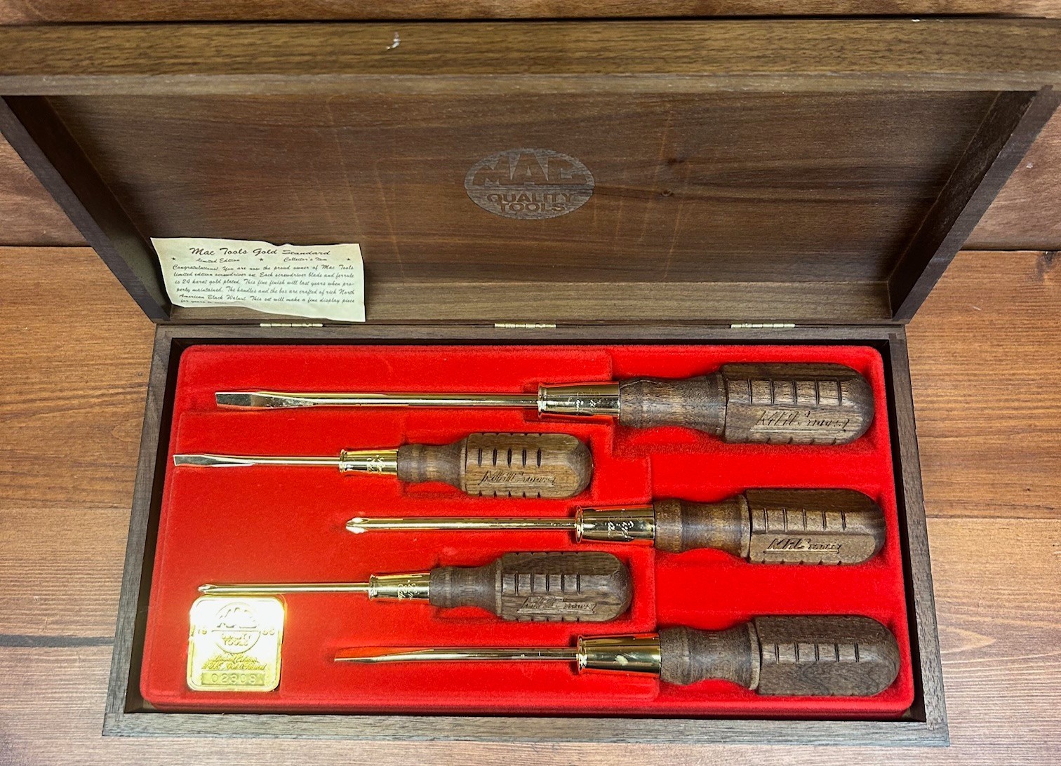 Mac Tools 1986 Limited Edition 24k GOLD PLATED 5-Piece Screwdriver Set 52233 – 5