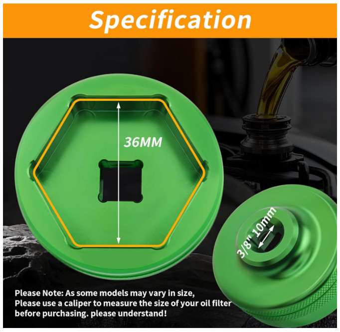 36mm Oil Filter Socket, Oil Filter Removal Tool For Ford F250, BMW, Mini, Volvo,