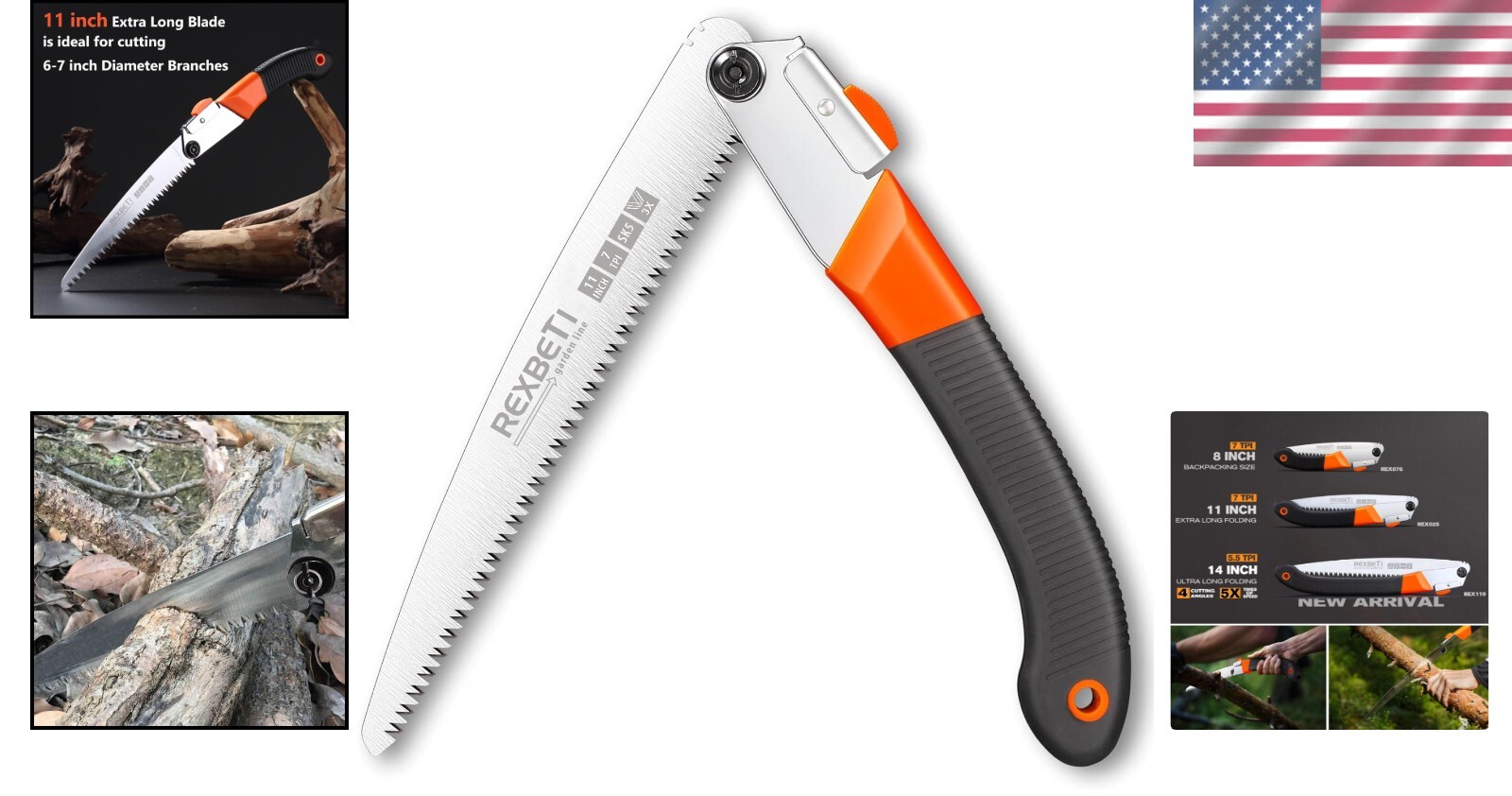 Folding Hand Saw with 11-Inch SK-5 Steel Blade – Ideal for Camping & Landscaping