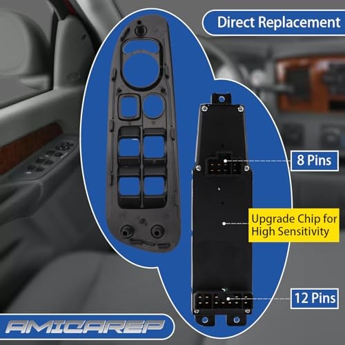 Master Power Window Switch Driver Side with Bezel Compatible with 2003-2009