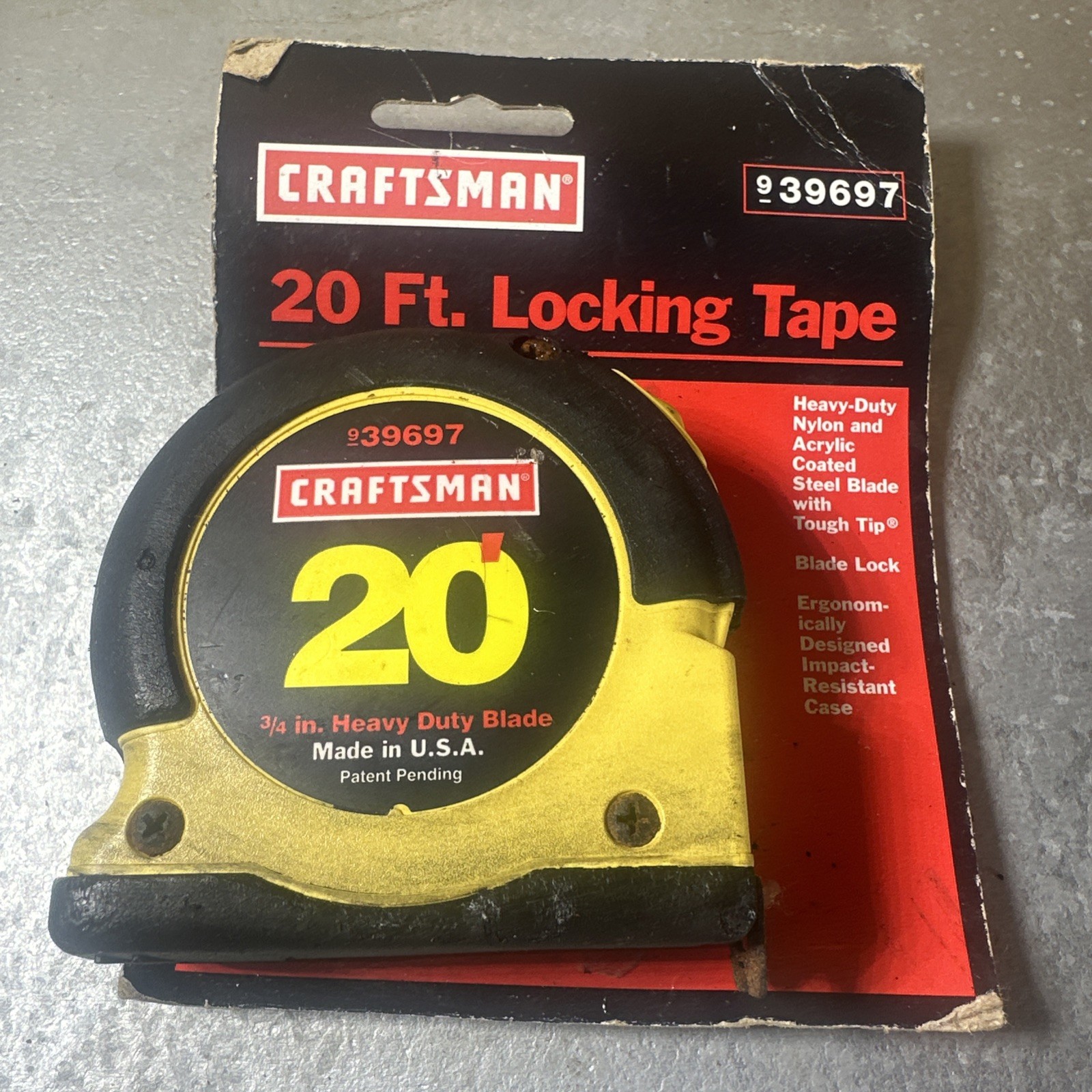 Sears Craftsman USA Nos 20ft Locking Tape Measure Rare Yellow 39697 20’