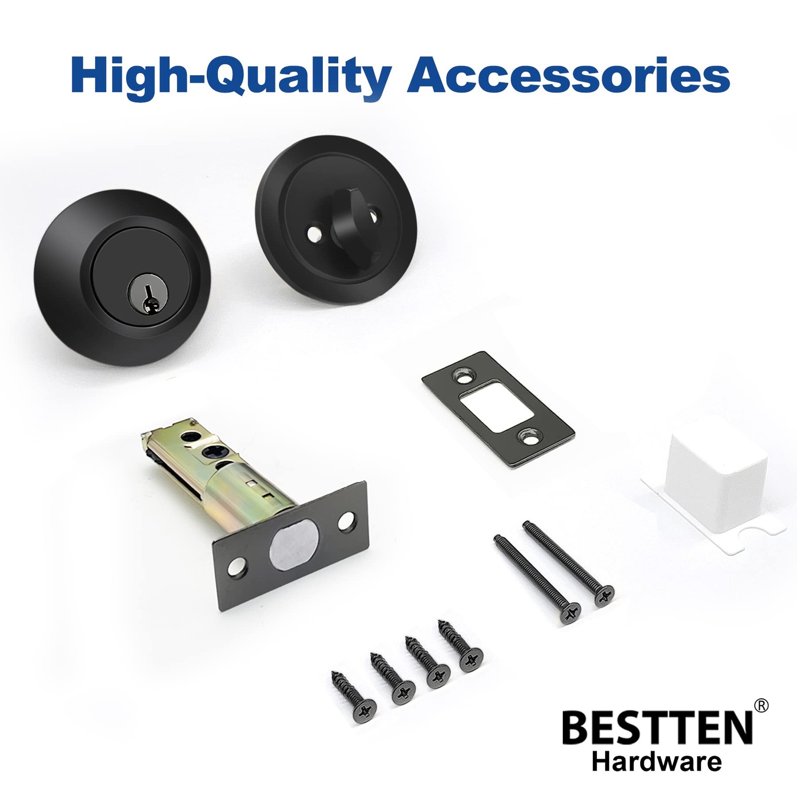 BESTTEN 3 Pack Keyed Alike Deadbolt, Single 3 PK Matte Black