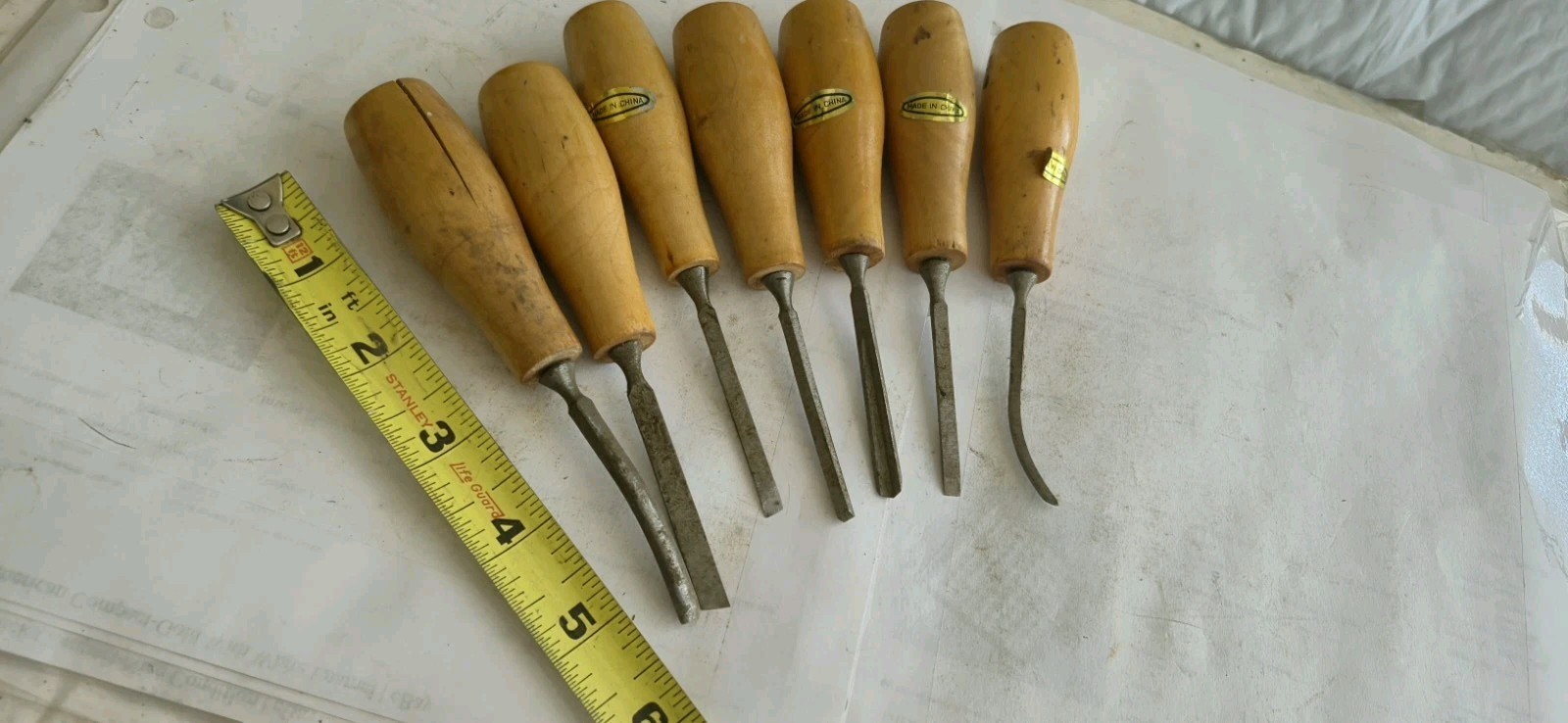 Lot Of 7 Small Wood Carving Chisels. Lightly Used. China. FREE SHIPPING!